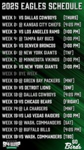 2025 SCHEDULE – Philadelphia Eagles