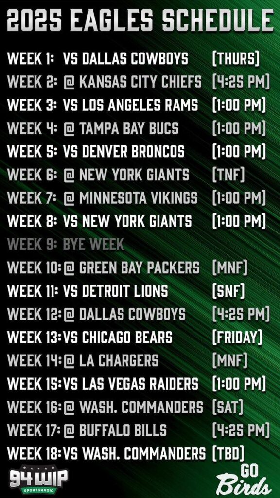2025 SCHEDULE – Philadelphia Eagles